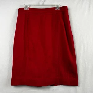 White House Black Market Straight Skirt Womens 14 Red Peplum Wool Blend - Picture 1 of 16