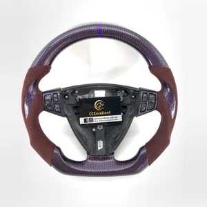 For 2005-2011 Saab 9-3 Custom Purple Wire Carbon Fiber Alcantara Steering Wheel - Picture 1 of 6