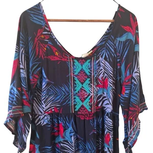 Roxy Womens Sunset City Dress Tropical Blue Maximalist Medium Resort Southwest - Picture 1 of 13