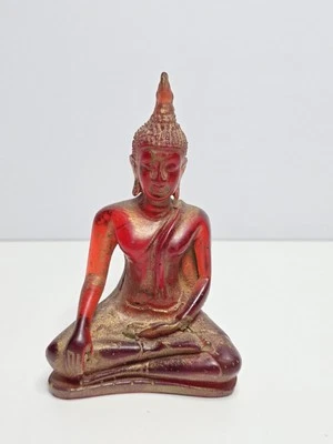Figura de Buda sentado resina translúcida y borde de pintura dorada antigua  Foto 1 de 4