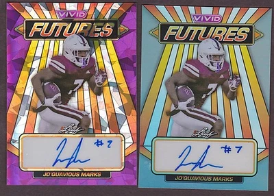 2) 2024 Leaf Vivid Jo'Quavious Woody Marks Futures Purple RC Auto 1/2 + #/9 USC - Imagem 1 de 2