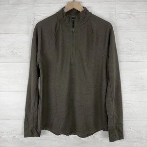 prAna Wensley Waffle Knit Wool Blend 1/4 Zip Long Sleeve Pullover Brown Large - Picture 1 of 11