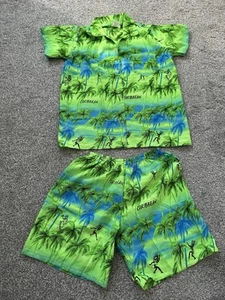 Boys Set Caribbean Beach Holiday Hawaiian Cabana Style Palm Tree Size Kids XL 8 - Picture 1 of 7