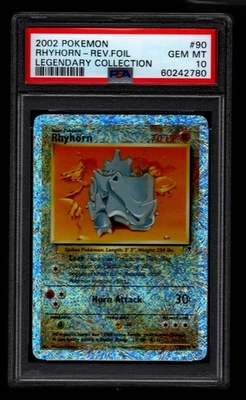 Pokemon Rhyhorn Legendary Coll. Reverse Holo Rare #90 PSA 10 Gem Mint - Image 1 of 2