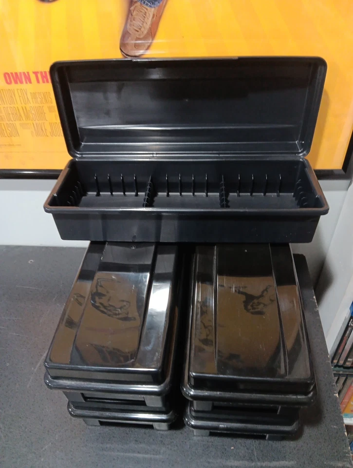 Cassette Tape Plastic Boxes With Lids Stackable Alpha Vintage Tape Storage - Image 1 of 4