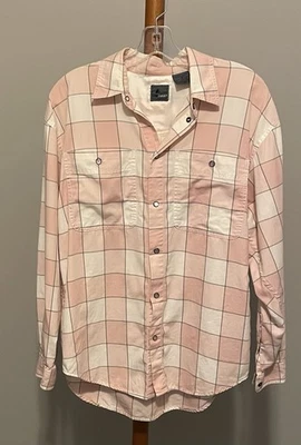 Women’s Liz Wear Pink White Plaid Long Slv  Snap Up Shirt Sz M - Image 1 of 4