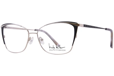 Anteojos Nicole Miller Harman C01 titanio para mujer negro borde completo ojo de gato 59 mm Foto 1 de 4