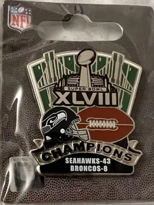 SUPER BOWL XLVIII PIN NYC 2014 SEATTLE SEAHAWKS CHAMPIONS BRONCOS NFL FOOTBALL - Picture 1 of 2
