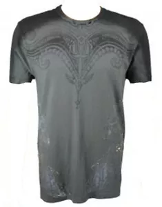 KONQUEST PLATINUM Men's Tribal Bulls Print T-Shirt Dark Grey (KQTS017) - Picture 1 of 2