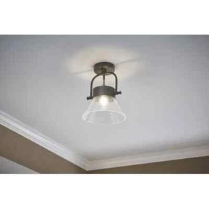 Kichler Aldean 1-Light 10" Olde Bronze, Seeded Glass, Semi-Flush Mount Light