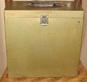 Vintage Metal File Box~Brown~13"T~13"W~5.5"Deep~ Industrial~ Handle & hinged lid - Picture 1 of 7