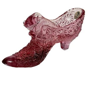 Fenton Glass Cathead Shoe Clear Red Daisy & Buttons Pattern - Picture 1 of 9