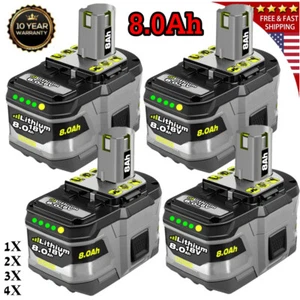 Battery For RYOBI P108 18V 8.0AH Plus 8.0AH High Capacity 18Volt Li-Ion /Charger - Picture 1 of 24