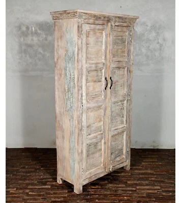 Reclaimed Teak Wood Cabinet with limed whitewashed finish - Image 1 of 4