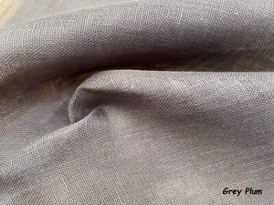 Extra Wide See Through Linen Fabric Curtains Clothes 118" wide Plain GREY PLUM - Picture 1 of 5