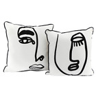Soft Cushion Sofa Pillow Seat Couch Filled Decor Home Square White Face Set Of 2