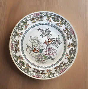 1860 Antique Minton Plate, Chinoiserie Birds & Flowers, 9-3/4" Made in England - Picture 1 of 10