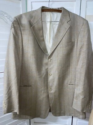 Mint Hart Schaffner Marx Tweed Tan Khaki Lined Blazer X Large USA Made - Image 1 of 4