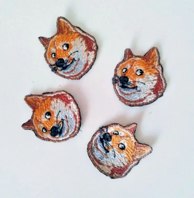 Parche bordado cosido hecho a mano Dogecoin Doge 4 piezas Foto 1 de 4