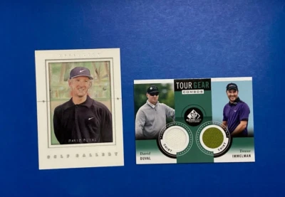 DAVID DUVAL / TREVOR IMMELMAN  SP GAME USED TOUR GEAR DUAL RELIC w/Gallery Card - Image 1 of 2