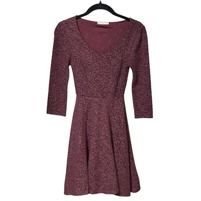 Mini Vestido Altar’d State Ciruela Texturizado Vellón Ajuste y Acampanado XS Suave Acogedor Boho Foto 1 de 4