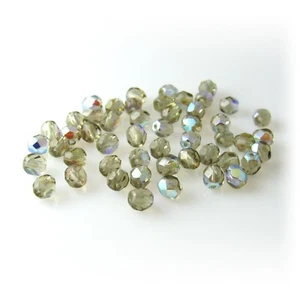 Black Diamond Grey AB - 50 6mm Faceted Round Fire Polish Czech Glass Beads - Picture 1 of 1
