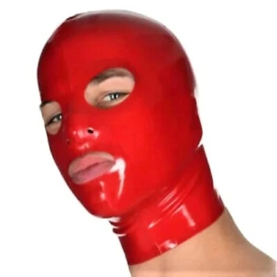 2025 fashion Latex Hood Back Zipper Rubber Mask Club Wear Cosplay Costume - Image 1 of 4