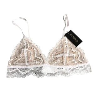 Frederick's of Hollywood Caroline Bralette Metallic Lace Triangle White L - Picture 1 of 6