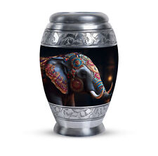 Cremation Urn For Adult Elephant Covered In Intricate Design (10 Inch) Large Urn