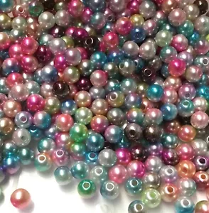 150x 6mm Colour Gradient Rainbow Faux Pearl Beads for Jewellery Craft Making - Picture 1 of 28