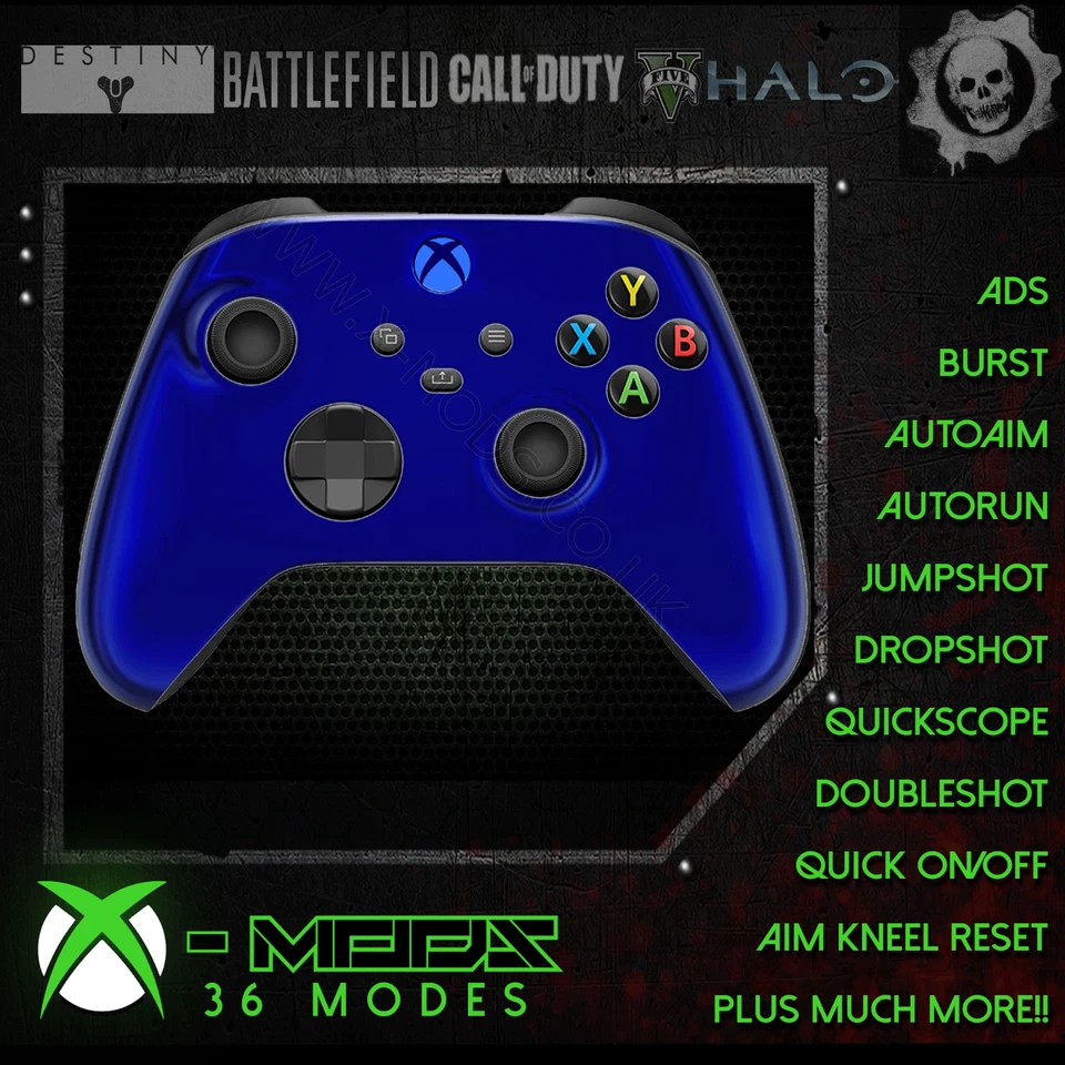 XBOX ONE SERIES RAPID FIRE CONTROLLER - CARNAGE MOD 2.0 - CHROME BLUE - MODDED - Image 1 of 1