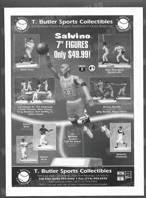 Figuras de baloncesto de béisbol Salvino Michael Jordan comercio impresión revista anuncio ADVRT Foto 1 de 2