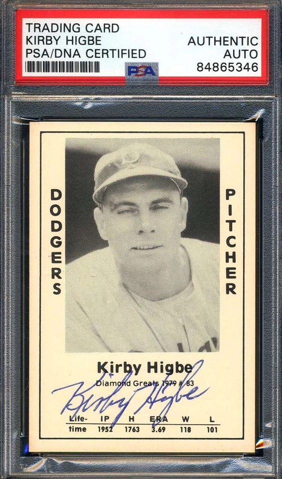 Kirby Higbe PSA DNA Signed 1979 Diamond Greats Autograph - Image 1 of 1