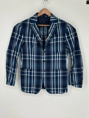 NEW Polo Ralph Lauren Blue Plaid Cotton Mens Sz 40L Lightweight Unlined Blazer - Image 1 of 4