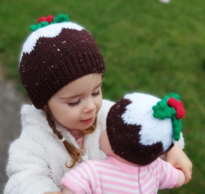 LLAMZ DESIGNS Knitting Pattern Christmas Pudding Beanie Hat DK Premature Baby - 4 yrs Novelty