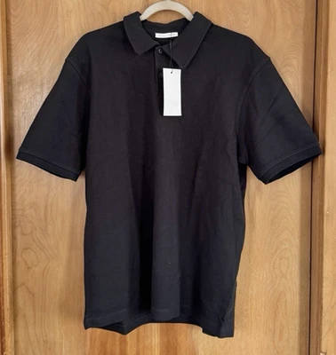 Zara Men's Knit Classic Textured Short Sleeve Polo Black Size L NWT - Image 1 of 4