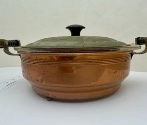 Vintage Copper PYREX 1.5QT Casserole Dish w/Lid – wood & brass handles - Picture 1 of 7