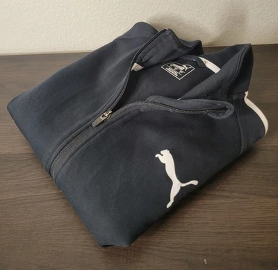 Chaqueta Puma Adulto Grande Negra y Gris Cuello Simulado Manga Larga Entrenamiento Correr Hombres Foto 1 de 4