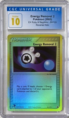 2003 POKEMON EX RUBY & SAPPHIRE ENERGY REMOVAL 2 REVERSE HOLO CGC 10 PRISTINE - Image 1 of 2
