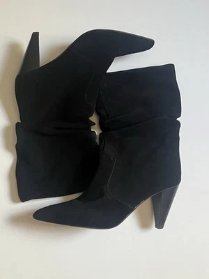 Botas Kensie para mujer talla 7,5 holgadas negras punta tacón alto media pantorrilla cuero Foto 1 de 4