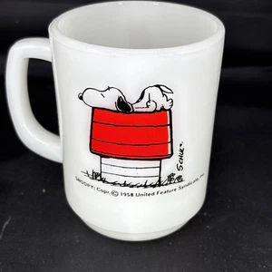 VTG 1958 Snoopy Fire King 4” Coffee Mug ‘I Think I'm Allergic to Morning’ AH - Picture 1 of 4