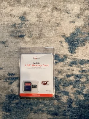 NEW SanDisk 2 GB Memory Card  Full Size SD Adapter Verizon Wireless 2 in 1 - Image 1 of 2