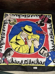 Vintage 1990 Disney Film Dick Tracy Promo Bandana Taschentuch schwarz 22" x 21" - Bild 1 von 4