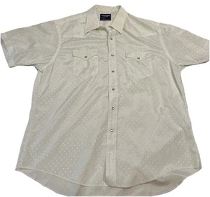 Vintage White Cowboy Cut Wrangler Short Sleeve Pearl Snap Size 18 - Picture 1 of 7