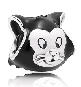 Pandora X Disney Figaro Portrait Charm Black Enamel 797488EN16 S925ale - Picture 1 of 7