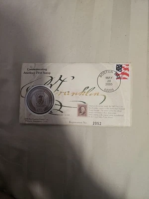 *2004 BEN FRANKLIN POSTAL COIN #2052, COOK ISLANDS $5 SILVER/CLAD COIN   #B237 - Image 1 of 4