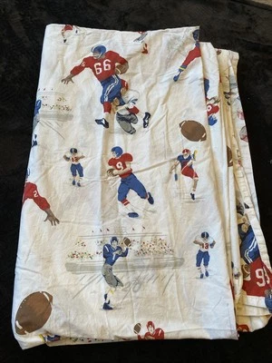 Pottery Barn Kids Football FLAT Sheet TWIN  White Background - Image 1 of 3