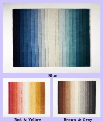 A Rayas Art Déco Área Lana Mechón a Mano Alfombras 2.4x3m Azul Indio Alfombra - Imagen 1 de 2