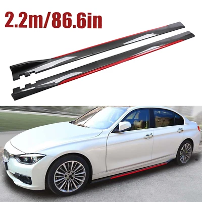 For BMW E90 E92 E93 06 Carbon Fiber Look 86.6" Side Skirt Extension Spoiler — 第 1/4 张图片