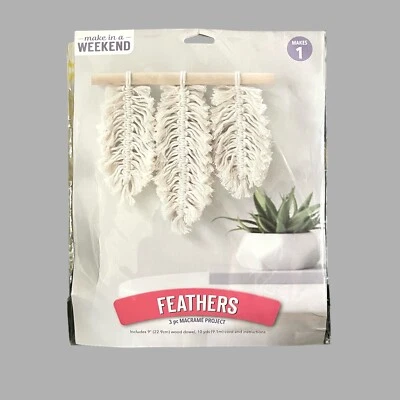 Leisure Arts 3 Piece Macrame Project Kit “Feathers” Makes ONE feather NEW - Image 1 of 2